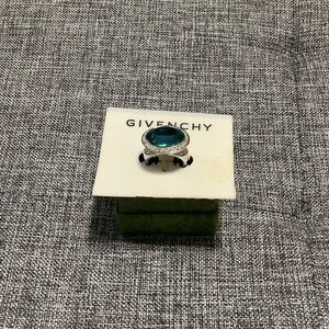 Givenchy Silver Ring with Deep Blue Stone